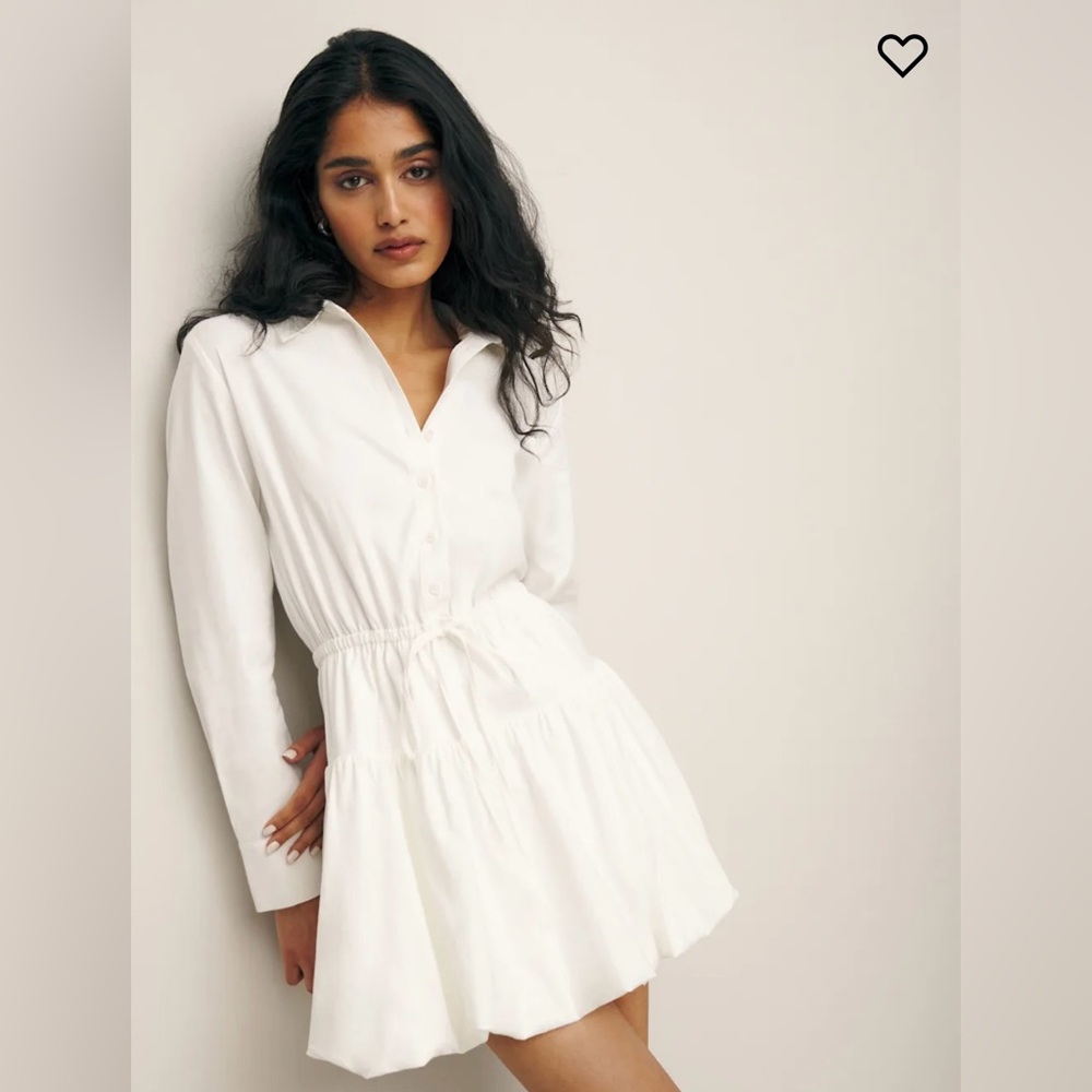 REFORMATION Moira White Long Sleeve Mini Dress Size 0 NWT